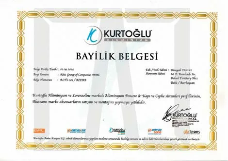 Kurtoğlu bayilik belgəsi